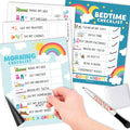 Magnetic Morning & Bedtime Routine Chart for Kids - Customizable Toddler Daily Schedule Board with Dry Erase Surface, Stickers & Marker, Build Habits with Visual Checklists, Colorful Theme