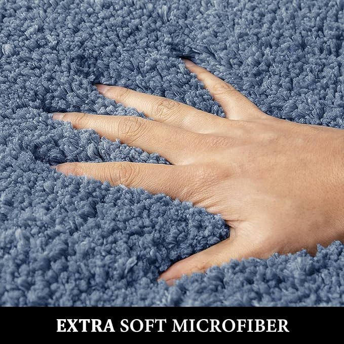 MIULEE Dusty Blue Absorbent Bathroom Rugs, Soft Large Bath Mats Non-Slip and Quick-Drying for Bathroom Floor Bathtub Showers, Machine Washable Carpet (24 x 36 Inches)