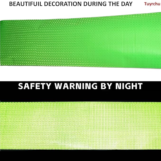 Green Reflective Tape Outdoor Waterproof 8 inch High Visibility Hazard Conspicuity Safety Industrial Marking Tape (66 feet)