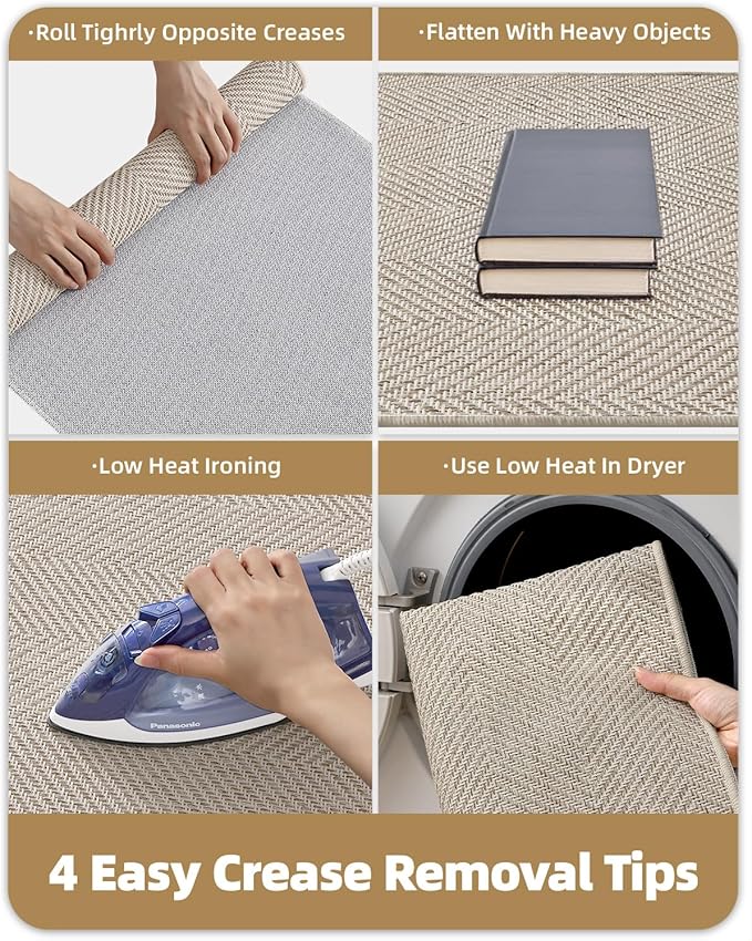 Color&Geometry Warm White Beige Small Ultra Thin Indoor Door Mat 17"x30", Machine Washable Front Door Mat Non Slip, Low Profile Entrance Mat Indoor, Absorbent Carpet for Inside, Entry, Entryway (FOLD)