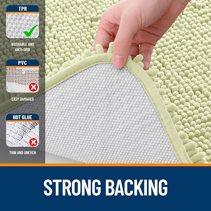 OLANLY Bathroom Rugs 36x24, Extra Soft Absorbent Chenille Bath Rugs, Rubber Backing Quick Dry, Machine Washable Bath Mats for Bathroom Floor, Tub and Shower, Home Decor Accessories, Vanilla