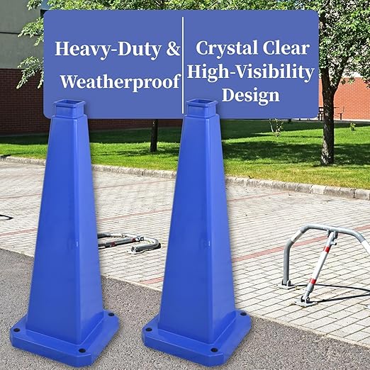 BESEA 6 Pack 36" Bright Blue Traffic Safety Cones with Weighted Base, High-Visibility Parking Cones for Driveways, Business Parking Lots, Garages, Indoor/Outdoor Use