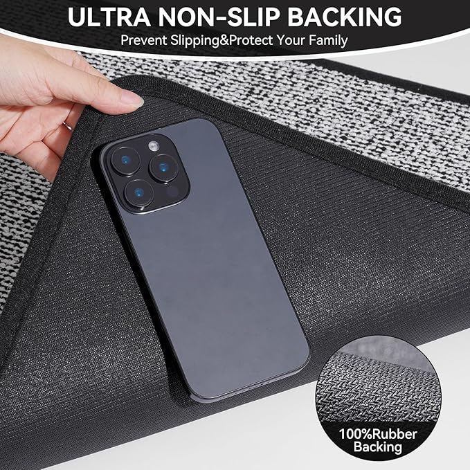 20"x31" Absorbent Quick Dry Bath Mats, Non-Slip Rubber Backing Bathroom Rug, Washable Bath Rugs for Bathroom Floor, Sink and Outside Shower, Low Pile Rug Fit Under Door, Minimalism, Black