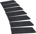 PURE ERA Bullnose Carpet Stair Treads Set Tape Free Non-Slip Indoor Stair Protectors Pet Friendly Rugs Covers Soft Skid Resistant Washable Reusable 9.5" x 30"(7 Pieces,Black)