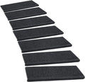 PURE ERA Bullnose Carpet Stair Treads Set Tape Free Non-Slip Indoor Stair Protectors Pet Friendly Rugs Covers Soft Skid Resistant Washable Reusable 9.5" x 30"(14 Pieces,Black)