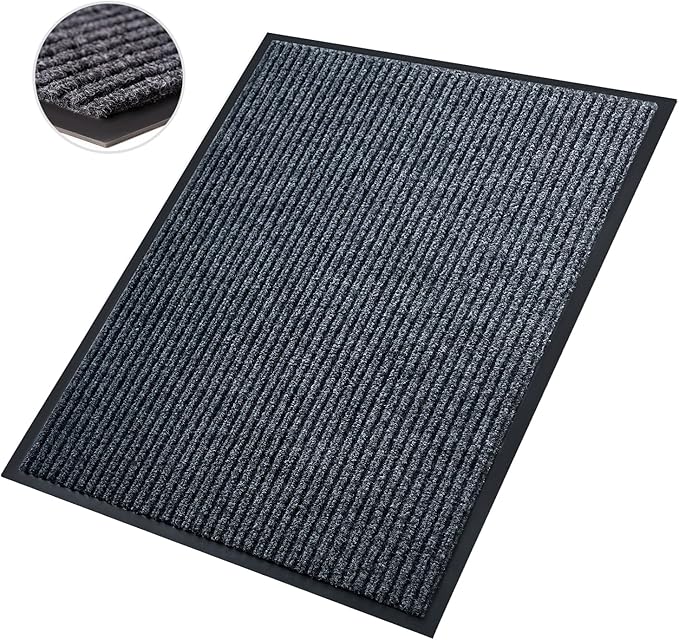 Front Door Mat,2'x4'Indoor Outdoor Door Mat,Heavy Duty Durable Welcome,Commercial Floor Mats Inside Outside Entrance, Waterproof All-Season, All-Weather Non Slip Backing Doormat for Entryway,Black