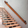 Wood Handrails, Indoor Non-Slip Staircase Handrail,Retro Rustic Wall Mount Railings Handrails, Home Loft Corridor Support Rod,Industrial Pipe Support, Easy to Install (Dark Wood, 10FT)