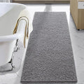 LOCHAS Luxury Bathroom Rug Shaggy Bath Mat 24 x 48 Inch, Washable Non Slip Bath Rugs for Bathroom Shower, Soft Plush Chenille Absorbent Carpets Mats, Gray