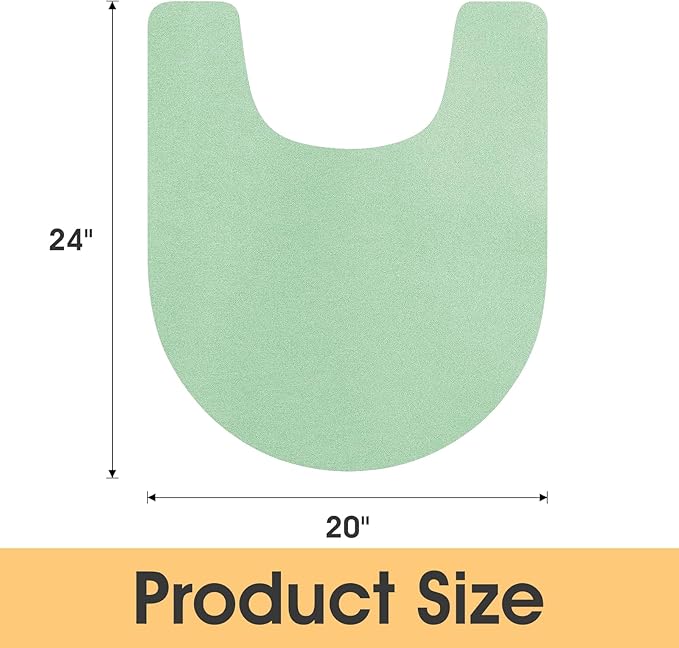 ACCUMTEK Toilet Rugs, Ultra Thin Absorbent Contour Bathroom Rugs for Toilet, Dry Quickly, Machine Washable, Upgrade Backing Non-Slip Bath Mat, Sage Green/Solid/U-Shaped 24"x20"