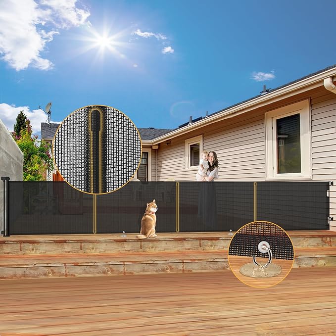 200'' Retractable Baby Gates Extra Wide,34" Tall Retractable Dog Gate for Doorways,Extra Long Retractable Baby Gate for Stairs,Kitchen,Indoor/Outdoor Retractable Gate with Fiberglass Reinforcement Rod