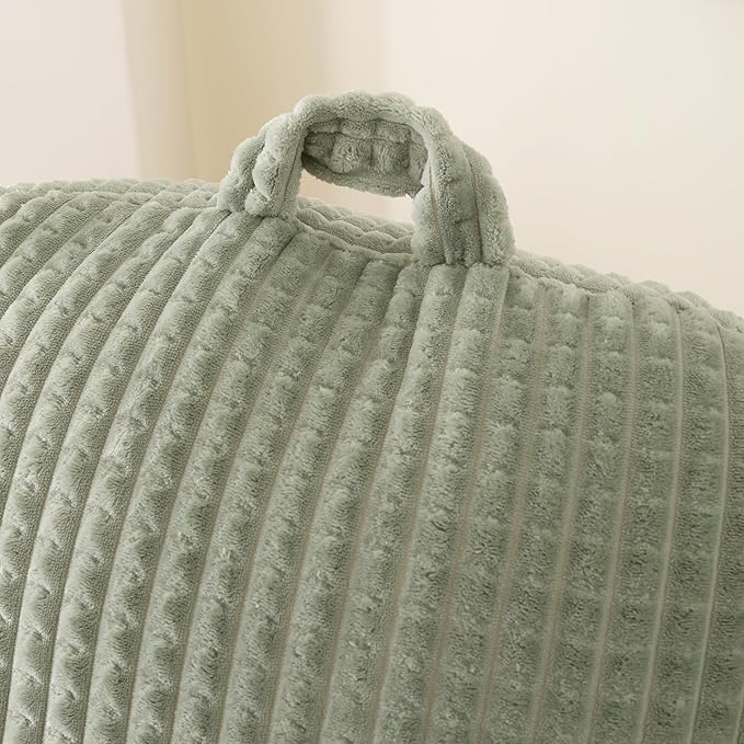 Reading Pillow for Sitting in Bed, Large Backrest Reading Pillow with Arm Rest,Back-Rest Support Cushion for Sit Up on Couch, Sofa, and Floor, Dorm Essentials (Green Flannel, Large(19"))