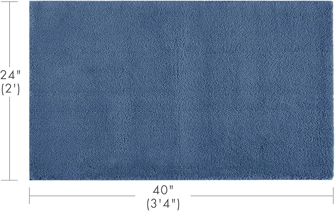 Madison Park Signature Marshmallow Bathroom Rug Non Slip, Luxrurious Plush Bath Mat, Absorbent, Quick Dry, Spa Design Bath Room Décor, 24x40, Navy