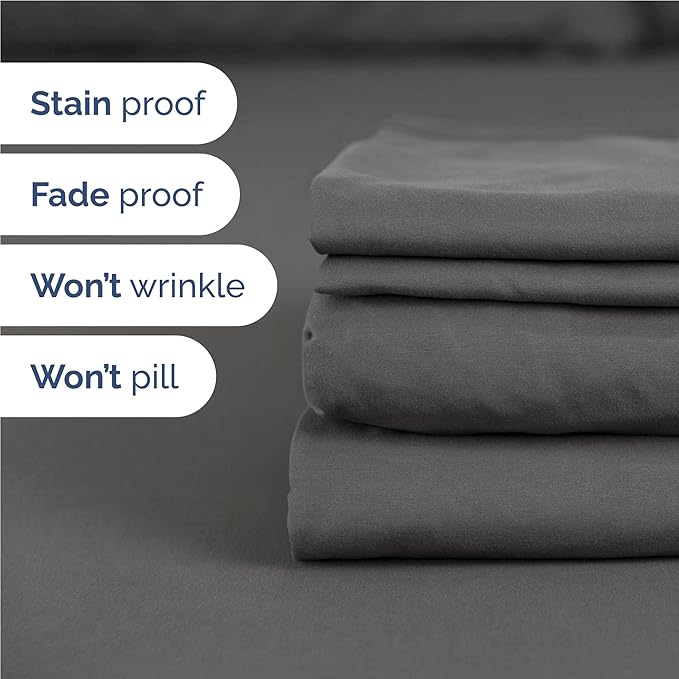 Full 6 Piece Sheet Set - Cooling & Breathable Bed Sheets - Hotel Luxury Bed Sheets for Women, Men, Kids & Teens - Comfy Bedding w/Deep Pockets & Easy Fit - Soft & Wrinkle Free - Full Charcoal Sheets