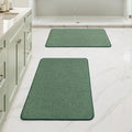 MIULEE Christmas Green Set of 2 Ultra Thin Bathroom Rugs, Rubber Bath Mats for Bathroom Non Slip, Quick Dry Absorbent Bath Rug Machine Washable, Fit Under Door, Shower, Sink, Home Decor, 17x27 Inch