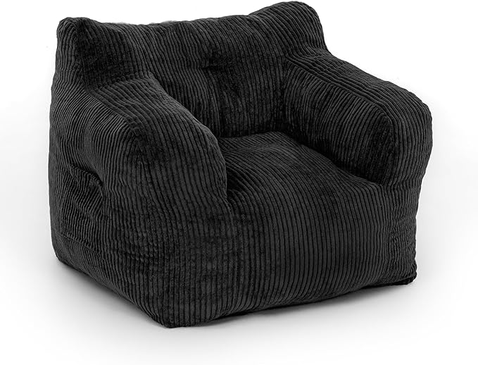 32" Bean Bag Chair,Loveseat Sofa,Corduroy Lazy Sofa Bed for Adults,Fit Living Room, Bedroom,Outdoor Spaces,Ultra Soft Dutch Velvet,Fluffy Comfort Washable Cover,72h Rebound,Black