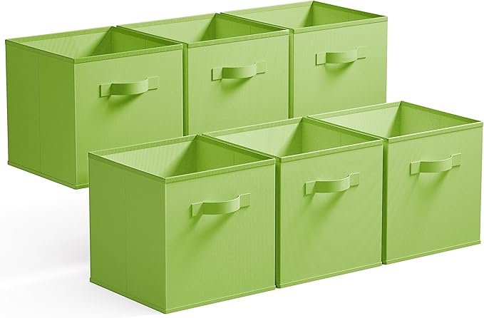 GRANNY SAYS Cube Storage Bins, 11 Inch Cube Storage Organizer, Fabric Storage Bins, Storage Cubes for Shelves, Closet, Light Green, 6-Pack