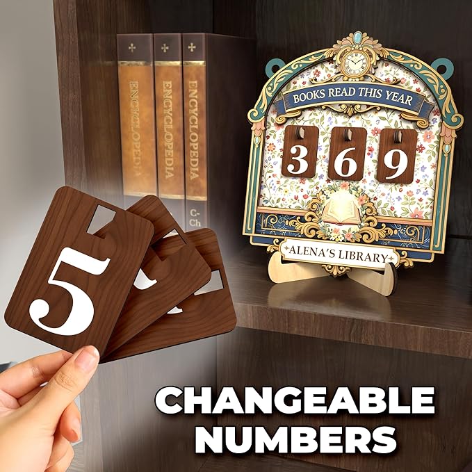 Personalized Books Read This Year Counter Sign Reading Tracker Plaque, Custom Bookish Gifts for Readers, Librarians, Teachers Bookshelf Décor for Reading Challenge, Home Library Décor