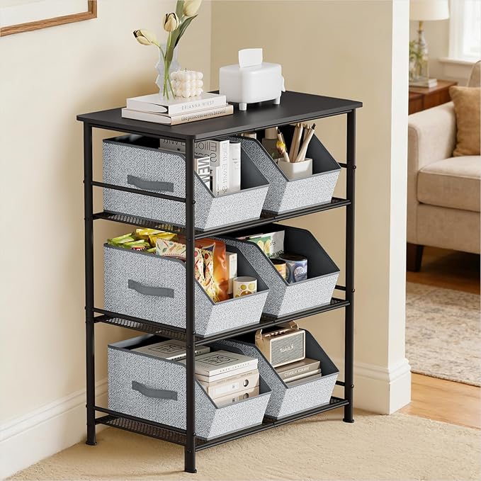Large Closet Storage Cubes - Closet Storage Bins with Dual Handles for Clothes, Towels, Toys, Shelf Organizer Bins for Bedroom, Nursery, Shelves, Small Spaces, Ant Light Gray, 6 Pack