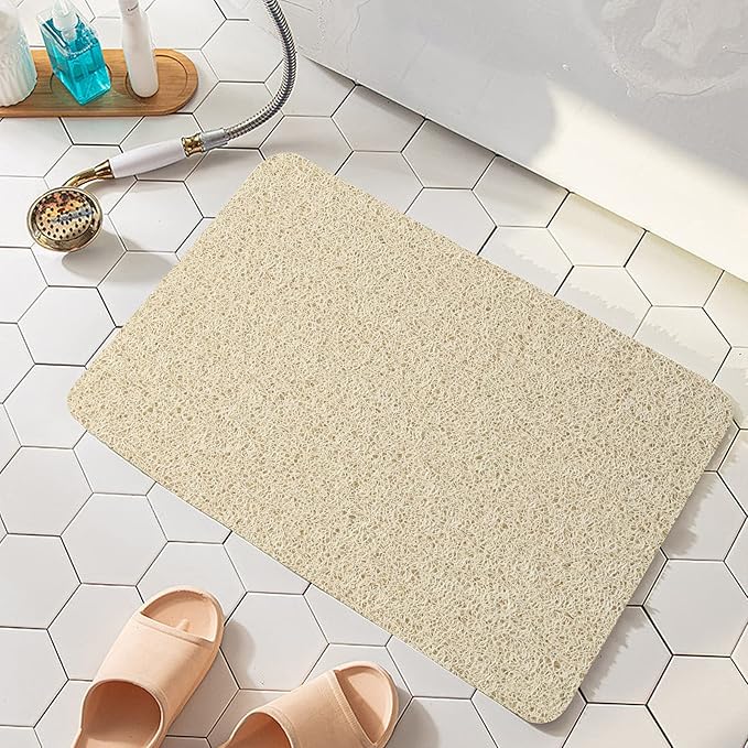 Joyhalo Shower Mat Bathtub Mat Non Slip, Bathmats Non Slip, Quick Drying Foot Scrubber Loofah Mats for Shower, Tub, Bathroom, Home, 30x17inch, Beige
