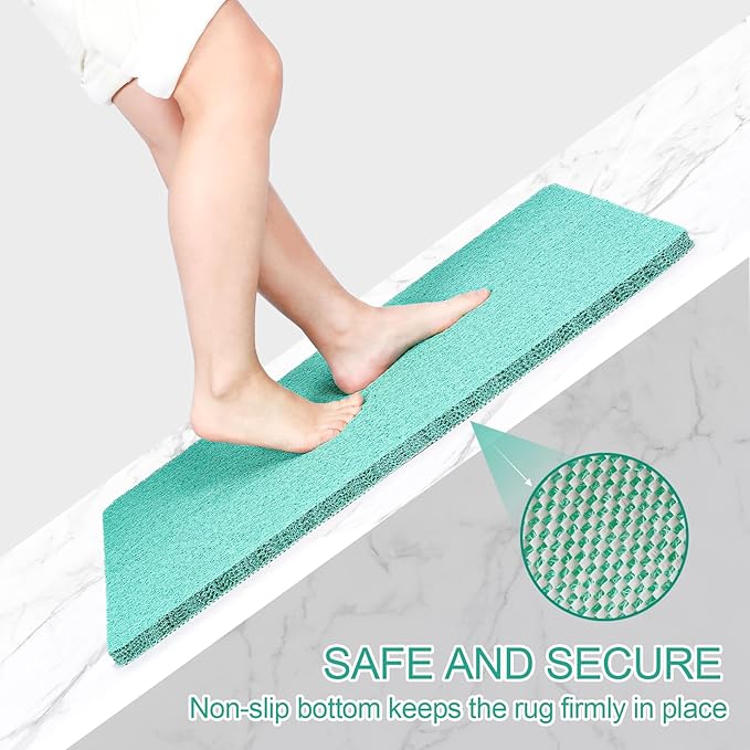 Joyhalo Shower Mat Bathtub Mat Non Slip, Bathmats Non Slip, Quick Drying Foot Scrubber Loofah Mats for Shower, Tub, Bathroom, Home,32x24inch, Aqua