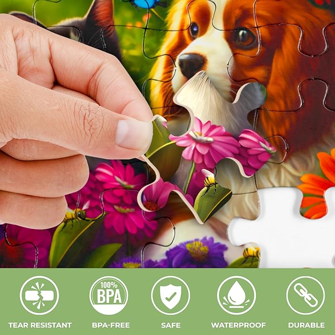 QUOKKA 13 Piece Dementia Activities for Adults - 3 Set Dementia Puzzles for Elderly - Large Piece Gifts Products for Seniors - Alzheimers Jigsaw Puzzle Games for Adults with Cat, Dog, and Birds