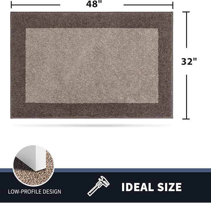 PURRUGS Dirt Trapping Door Mat 32" x 48", Non-Slip/Skid Machine Washable Entryway Rug, Shoes Scraper, Throw Rug, Super Absorbent Area Rug for Muddy Wet Shoes and Paws, Beige & Grayish Brown