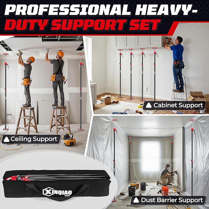 XINQIAO Cabinet Jacks for Installing Cabinets, Heavy Duty Third Hand Tools Adjustable Support Pole from 49.2 in to 114.2 in, 2 PCS