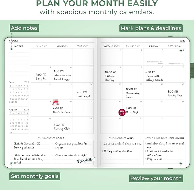 Clever Fox Dated Planner Premium 2026 – Weekly Agenda for Planning & Time Management –Notebook with Habit Tracker & To-do List (Forest Green)