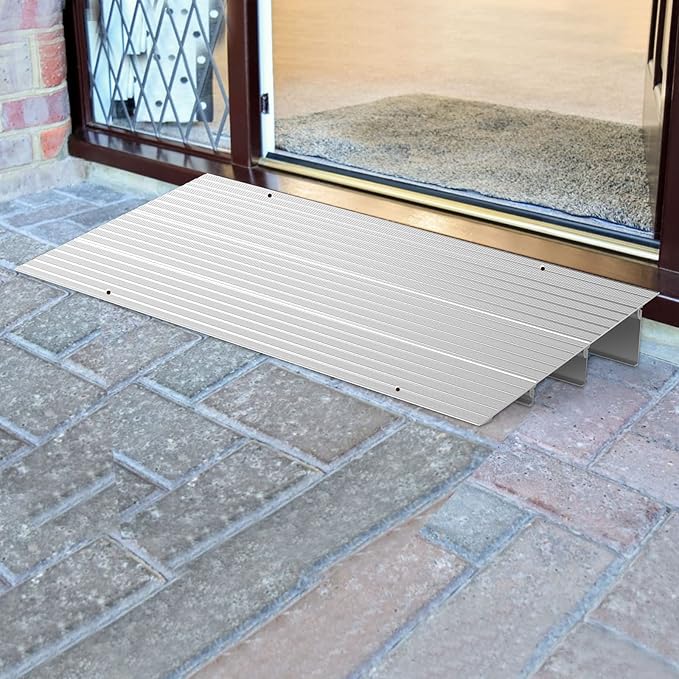 Door Threshold Ramp 3" Rise Door Ramp Aluminum Entry Ramp or Doorways Rated 800 lbs Load Capacity forWheelchair Scooters Power Chairs Walkers