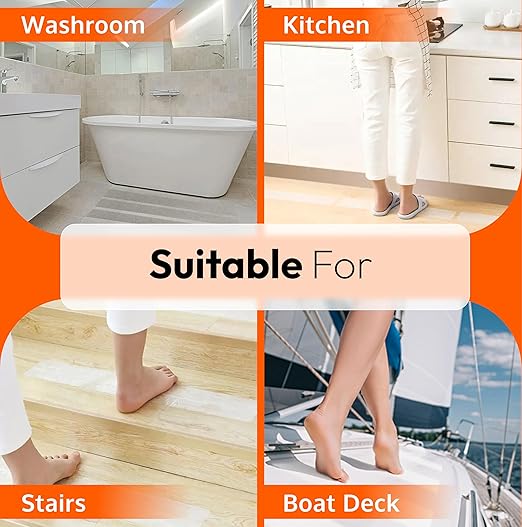 Premium Clear Grip Tape for Stairs 6” x 24”, Heavy Duty Anti Slip Tape - Waterproof Stair Treads for Wooden Steps, Concrete, etc., Works on All Surfaces & in Any Weather, Conveniently Precut (5-Pack)