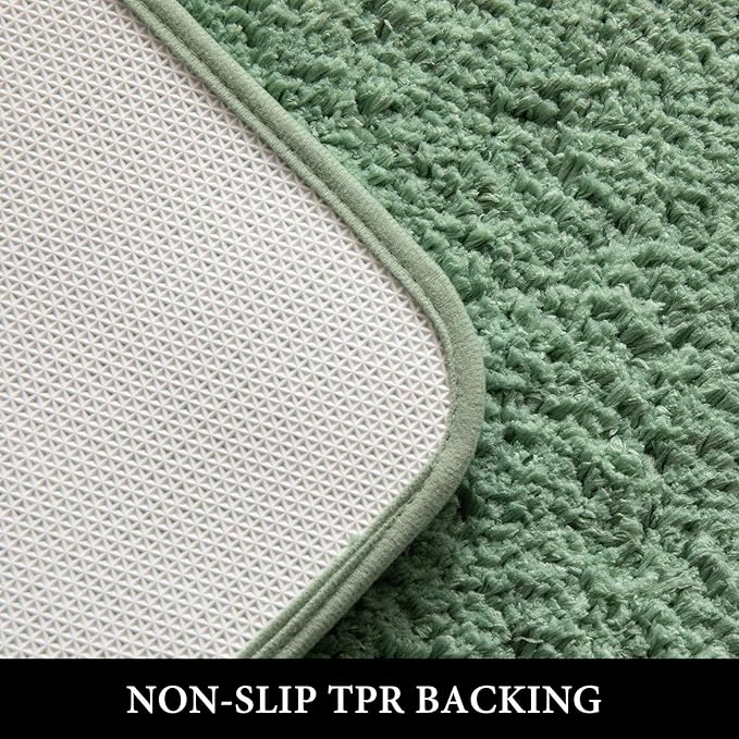 MIULEE Sage Green Absorbent Bath Rugs, Soft Large Bathroom Mats Non-Slip and Quick-Drying for Bathroom Floor Bathtub Showers, Machine Washable Carpet (24 x 36 Inches)