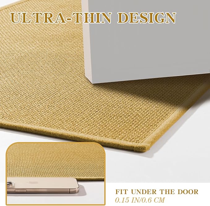 chakme Bathroom Rugs Mat 47x25, Ultra Thin Non Slip Bath Mat Large Quick Dry Absorbent Bath Mat for Bathroom Floor, (Yellow, 47"x25")