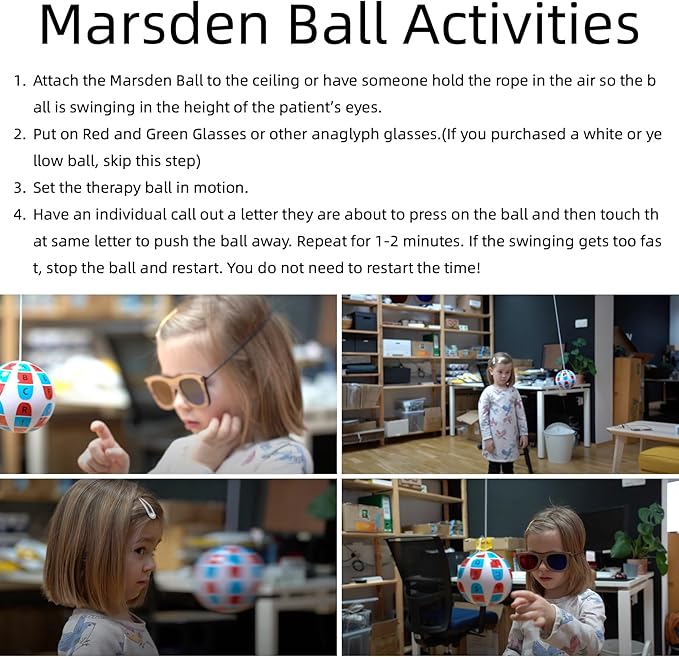 Marsden Ball Vision Therapy with Letters for Hand-Eye Coordination and Visual, Visually Impaired Estrabismo Amblyopia Vision Children Eye Therapy Training Improve Ball