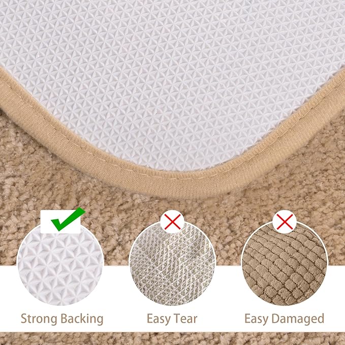 LOCHAS Bathroom Rug Set Beige, Soft Bath Rug Set 2 Piece, Toilet Mat U-Shaped 20x20 and 34x20 Bath Rugs, Quickly Dry Mats for Bathroom, Tub, Washable, Super Absorbent Floor Mat