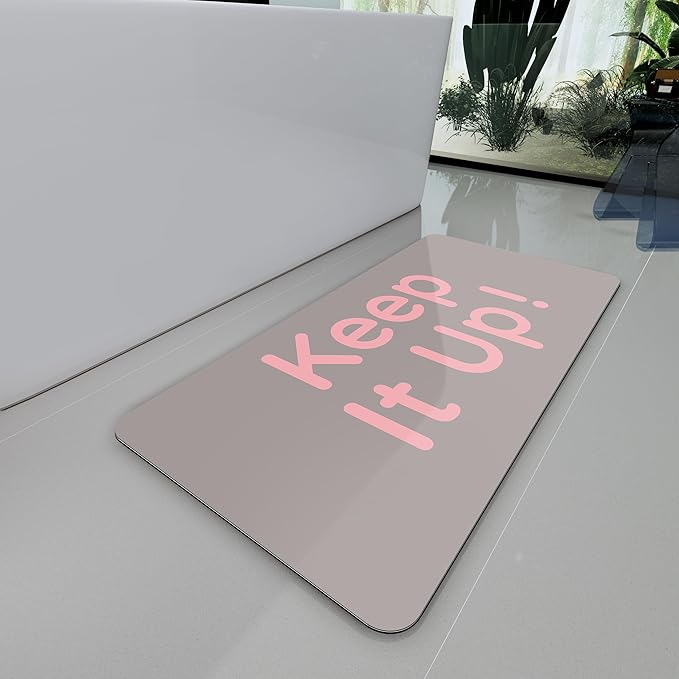 Bath Mat, Bathroom Mat Rugs Super Absorbent Shower Mats Non Slip Quick Dry Thin Rubber Mats for Bathroom Floor Fit Under Door, Shower Rug for Bathtub, Shower, Beige