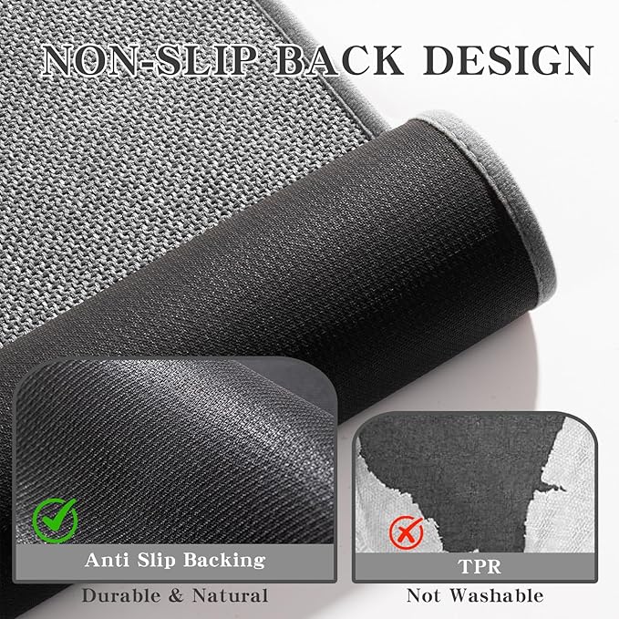 chakme Bathroom Rugs Mat U-Shaped 24x17, Ultra ThinNon Slip Bath Mat Small Quick Dry Absorbent Bath Matfor Bathroom Floor, (Dark Grey, U-24"x17")