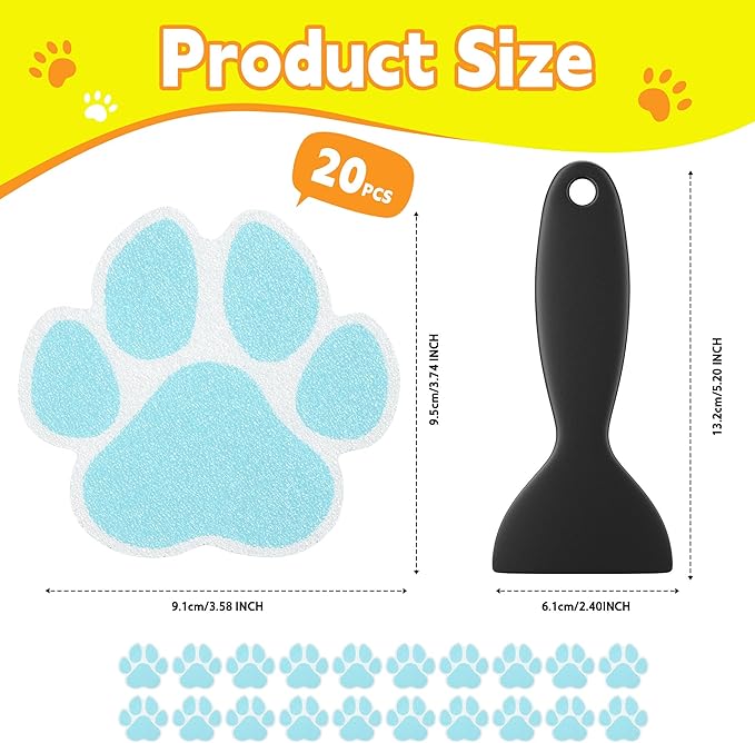 Non-Slip Bathtub Stickers, 20 Large PCS Safety Bathroom Tubs Showers Treads Adhesive Decals with Premium Scraper (Blue)