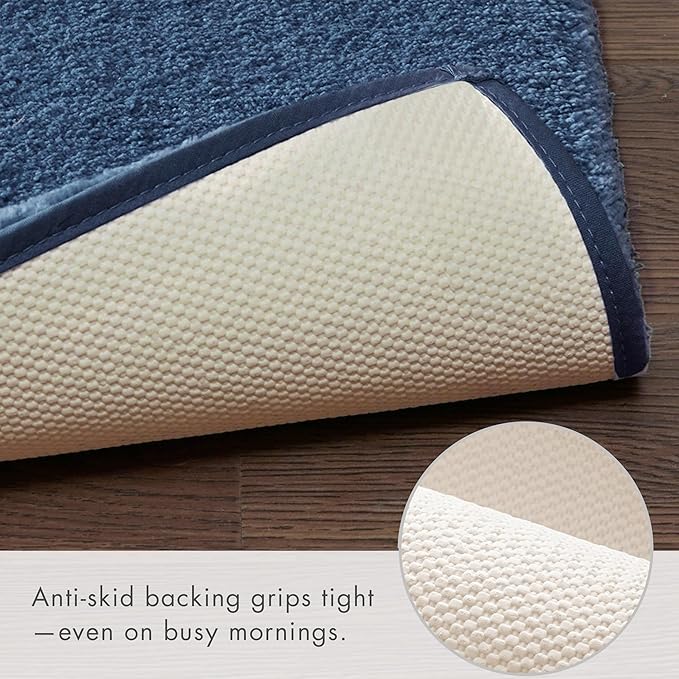 Madison Park Signature Marshmallow Bathroom Rug Non Slip, Luxrurious Plush Bath Mat, Absorbent, Quick Dry, Spa Design Bath Room Décor, 20x24, Navy