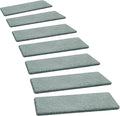 PURE ERA Carpet Stair Treads Ultra Plush 8 x 30 inch Soft Indoor Stair Protectors Pet-Friendly Non-Slip Skid Resistant Tape Free Washable Reusable(7 Pieces,Greenish Gray)