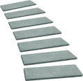 PURE ERA Carpet Stair Treads Ultra Plush 8" X 30" Soft Indoor Stair Protectors Pet-Friendly Non-Slip Skid Resistant Tape Free Washable Reusable(14 Pieces, Greenish Gray)