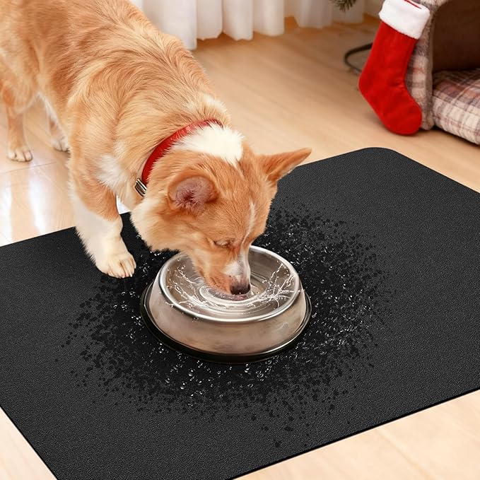 Ultra Thin Bath Mat, Upgrade Backing Non Slip Thin Bath Mats Fit Under Door, Quick Dry Ultra Absorbent Bathroom Rugs, Machine Washable Bath Rugs for Bathroom, Bathtub & Kitchen, Black/Solid/2 Piece