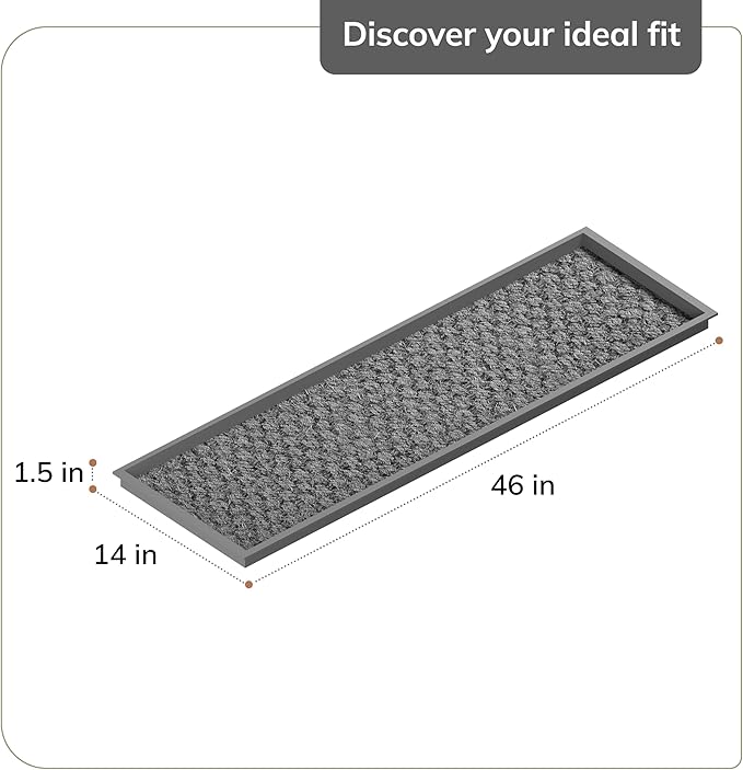 Anji Mountain Heavy Duty Waterproof Rubber Shoe Storage Mat Organizer/Boot Storage Tray Multi Use for Entryway with Coir, Tan Insert, Fits 4 Pair (46.5" Wide)