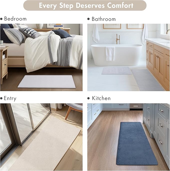 MADISON PARK SIGNATURE Marshmallow Bathroom Rug Non Slip, Luxrurious Plush Mat, Absorbent, Quick Dry, Spa Design Bath Room Décor, 24x72, White