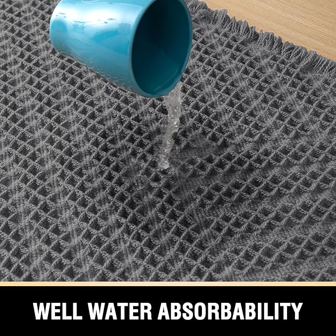 H.VERSAILTEX Waffle Bath Runner Rug Long Bath Mat Super Absorbent Boho Bath Rugs Non Slip Bath Runner for Bathroom Floor Machine Washable Dry Fast Bathroom Rugs with Tassels, 24" x 72", Gray