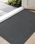 Color&Geometry Ultra-Thin Indoor Door Mat, 24"x36" Low-Profile Non-Slip Entryway Rug with Modern Geometric Texture, Washable Doormat for Indoor Entrance, Front Door, Grey (Rolled-up NO Creases)