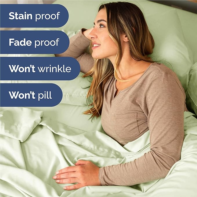 Twin XL 4 Piece Sheet Set - Cooling & Breathable Bed Sheets - Hotel Luxury Bed Sheets for Women, Men, Kids & Teens - Deep Pocket Bedding w/Easy Fit - Soft & Wrinkle Free - Twin XL Light Sage Sheets