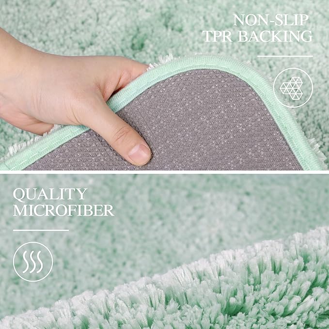 Walensee Bathroom Rug Non Slip Bath Mat (16 x 24, Aqua) Water Absorbent Soft Microfiber Shaggy Bathroom Mat Machine Washable Bath Rug Thick Plush Rugs for Shower