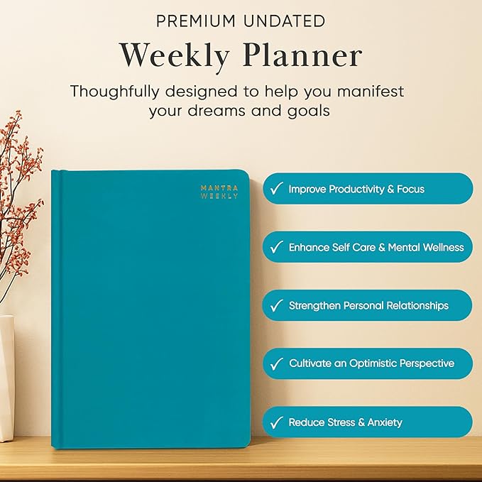 2026 Planner, Daily Journal & Gratitude Journal All-In-One with To Do List, Self Care Prompts & Habit Tracker - 7 x 10 - Teal
