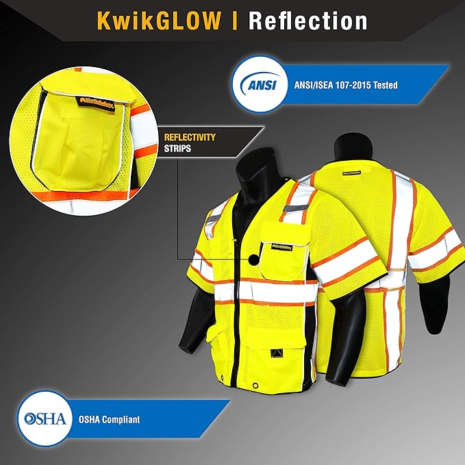 KwikSafety - Charlotte, NC - Men's & Women's Class 3 Safety Vest PPE Hi Vis Reflective ANSI OSHA