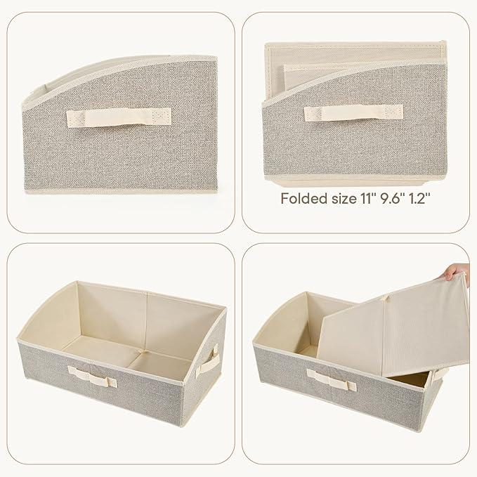 DAYARD Fabric Bins [1-Pack], Trapezoid Storage Bins with Handles, Foldable Baskets Storage Boxes for Shelves, Closet, Bookshelf, Organizer Containers, 20 x 11 x 8 inch Beige